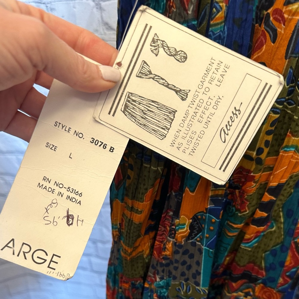 NWT Vintage! Access Tribal Print Crinkle Skirt multicolored size Large - Picture 5 of 12